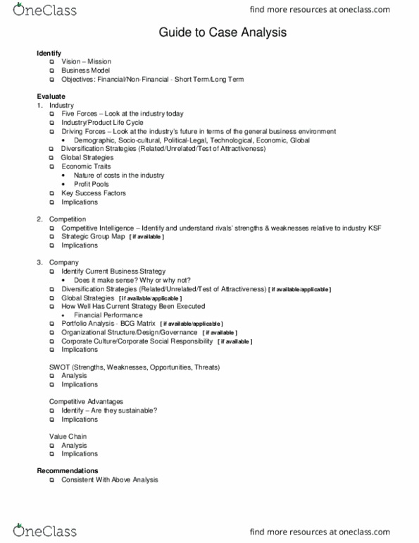 Management and Organizational Studies 4410A/B Lecture Notes - Lecture 1: Competitive Intelligence, Swot Analysis thumbnail