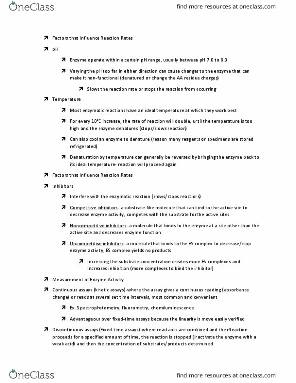 MEDT 315 Lecture Notes - Lecture 3: Reaction Rate, Enzyme Kinetics, Chemiluminescence thumbnail