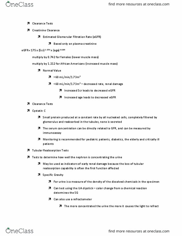 MEDT 315 Lecture Notes - Lecture 14: Refractometer, Immunoassay, Creatinine thumbnail