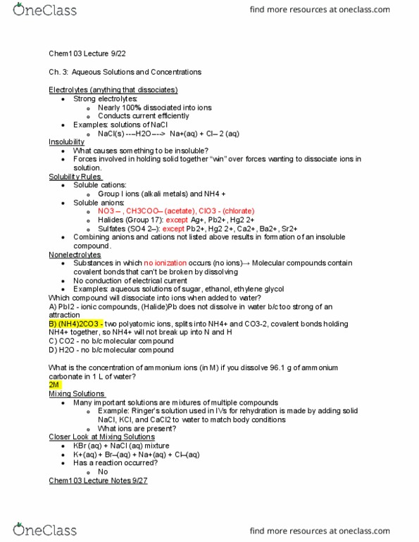 CHEM103 Lecture Notes - Lecture 5: Ethylene Glycol, Lead(Ii) Nitrate, Ammonium Carbonate thumbnail