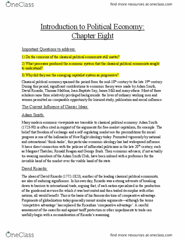 ECON 105 Chapter Notes - Chapter 8: James Mill, Invisible Hand, Think Tank thumbnail