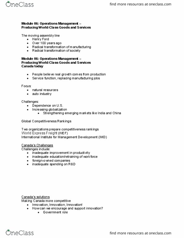 AFM131 Lecture Notes - Lecture 6: Operations Management, Critical Path Method, Program Evaluation And Review Technique thumbnail