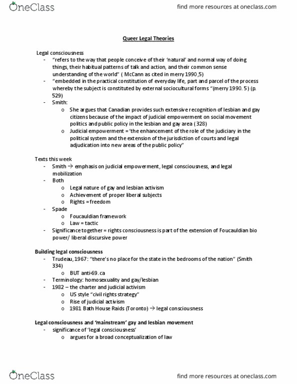 SOSC 3375 Lecture Notes - Lecture 6: Michel Foucault, Judicial Activism, Biopower thumbnail