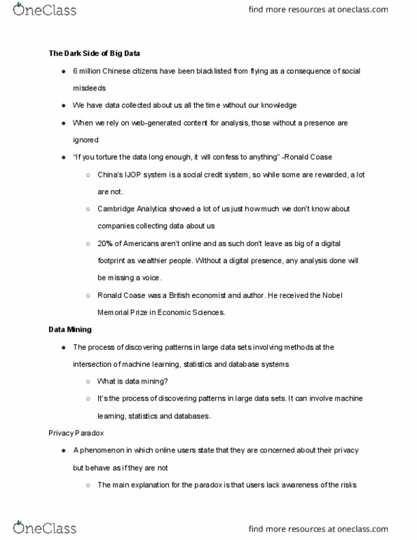 CIM 126 Lecture Notes - Lecture 3: Social Credit System, Ronald Coase, Privacy thumbnail