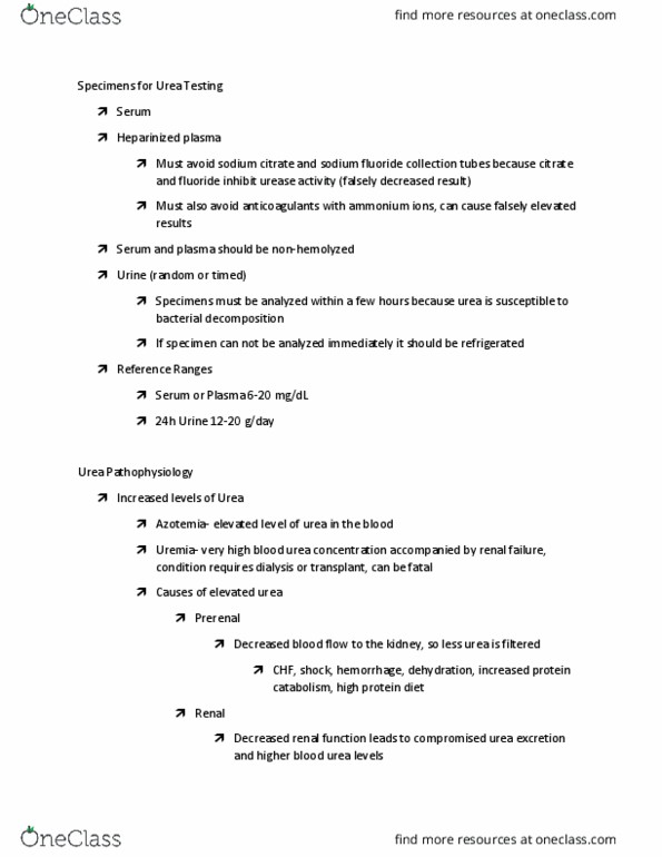 MEDT 315 Lecture Notes - Lecture 8: High-Protein Diet, Sodium Fluoride, Azotemia thumbnail