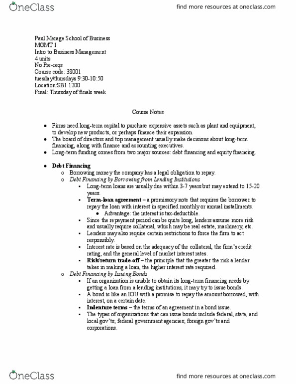 MGMT 1 Lecture Notes - Lecture 57: Merage Family, Promissory Note, Interest Rate thumbnail