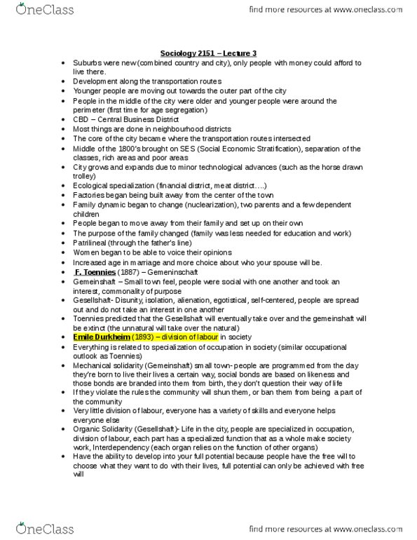 Sociology 2151A/B Lecture Notes - Lecture 3: Social Disorganization Theory, Concentric Zone Model, Personal Development thumbnail