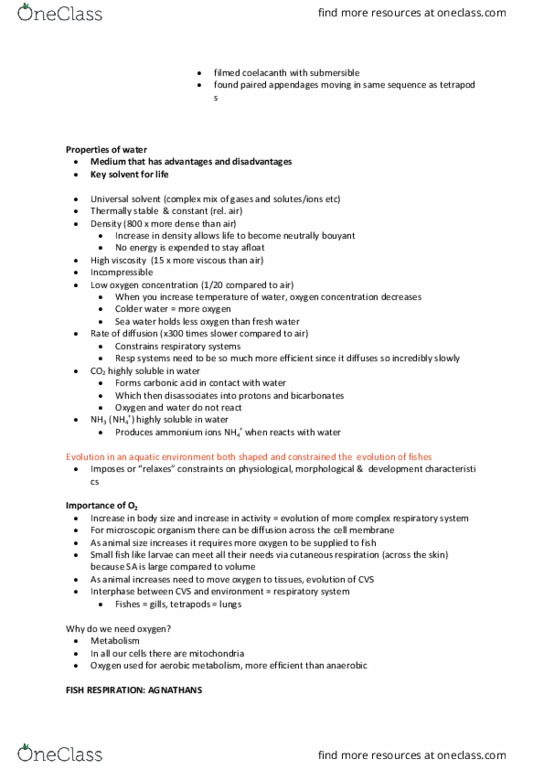 BIOL2204 Lecture Notes - Lecture 15: Tetrapod, Cellular Respiration, Viscosity thumbnail