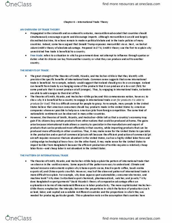 MKT 310 Lecture Notes - Lecture 1: Factor Endowment, Mercantilism, Absolute Advantage thumbnail