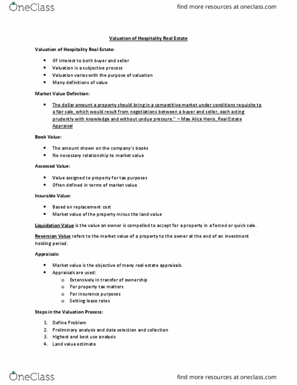 HB 482 Lecture Notes - Lecture 1: Capitalization Rate, Gross Income thumbnail