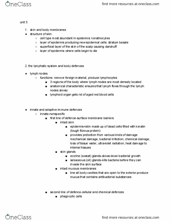 BIOM 2000 Chapter Notes - Chapter 5: Stratum Basale, Ultraviolet, Scleroprotein thumbnail