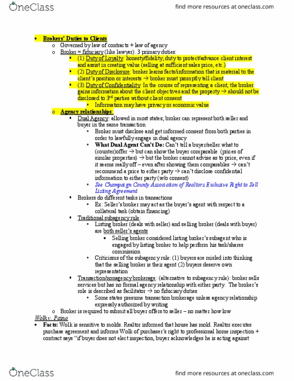 LAW 792 Lecture Notes - Lecture 3: Fiduciary, Institute For Operations Research And The Management Sciences, Real Estate Broker thumbnail