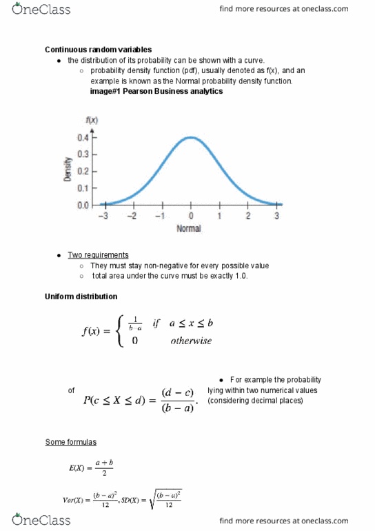 ECO220Y1 Lecture Notes - Lecture 20: Business Analytics, Random Variable, Normal Distribution cover image