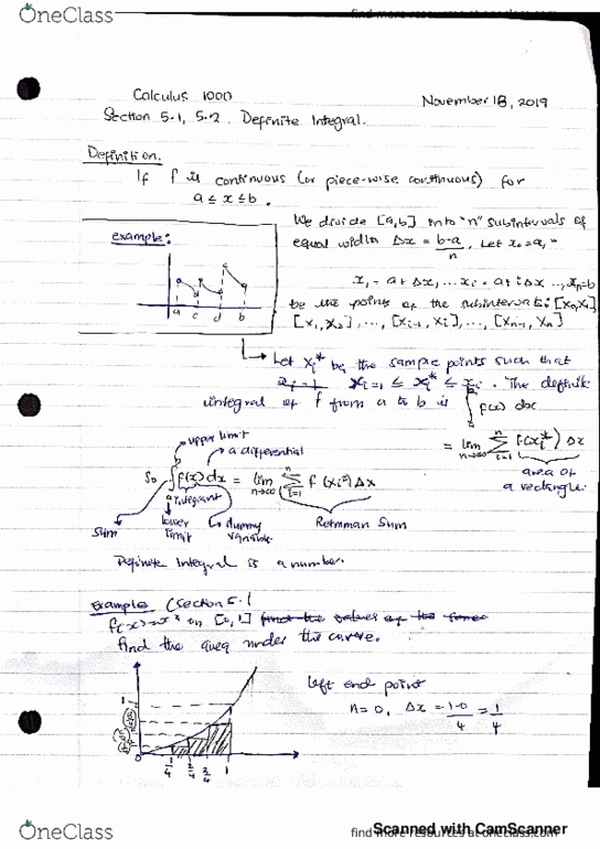 Calculus 1000A/B Lecture 43: Definite integral cover image