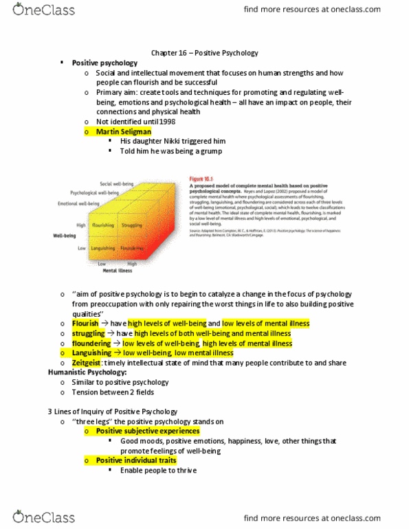 Psychology 2035A/B Chapter Notes - Chapter 16: Positive Psychology, Mania, Posttraumatic Growth thumbnail