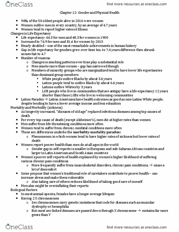 Psychology 2074A/B Chapter Notes - Chapter 12: Allosome, Minority Stress, Chromosome thumbnail