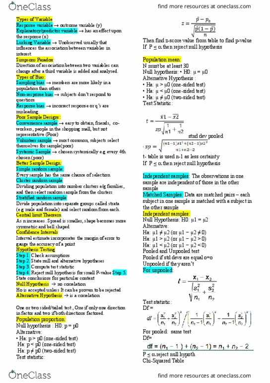 BIOL214 Lecture Notes - Simple Random Sample, Null Hypothesis, Sampling Bias thumbnail