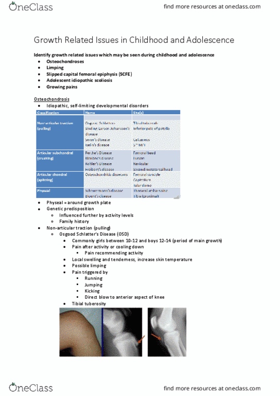 PHTY304 Lecture Notes - Lecture 2: Slipped Capital Femoral Epiphysis, Idiopathy, Scoliosis thumbnail