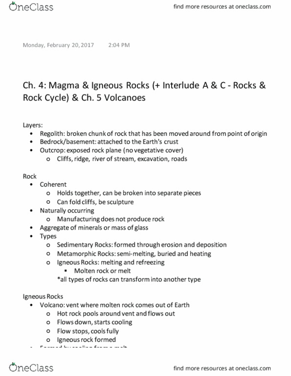 EPSC 201 Lecture Notes - Lecture 5: Outcrop, Source Rock, Volcanic Ash thumbnail