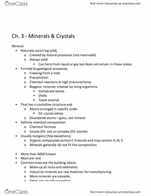 EPSC 201 Lecture Notes - Lecture 7: Tooth Enamel, Industrial Mineral, Biotite thumbnail