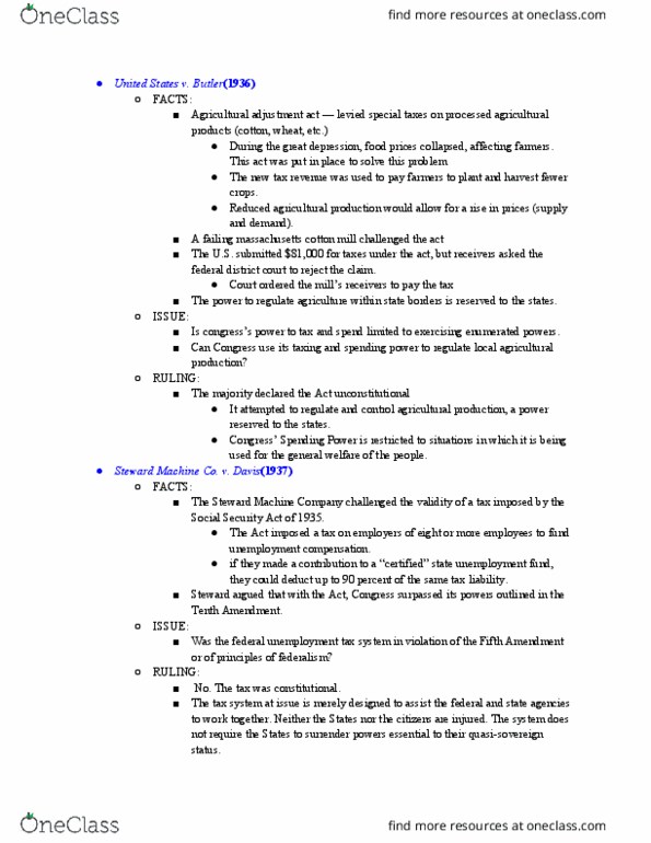 PSC 210 Chapter Notes - Chapter 15: Unemployment Benefits, Enumerated Powers thumbnail