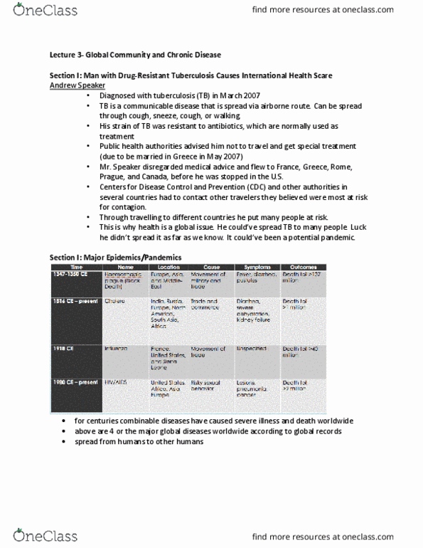 Psychology 2036A/B Lecture Notes - Lecture 3: Global Issue, Tuberculosis, Global Community thumbnail