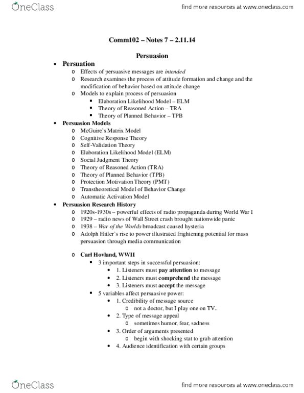 COMM 101 Lecture : Lecture Note 7 thumbnail