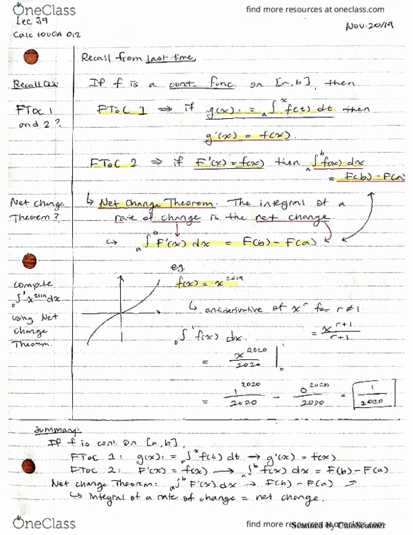 Calculus 1000A/B Lecture 44: Definite integration cont'd thumbnail