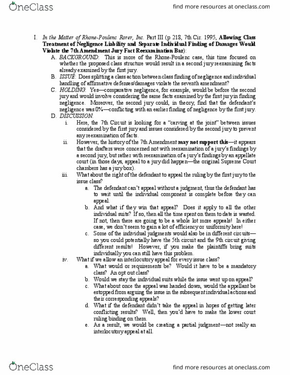 LAW 683 Lecture Notes - Lecture 27: Interlocutory Appeal, United States Court Of Appeals For The Seventh Circuit, Seventh Amendment To The United States Constitution thumbnail