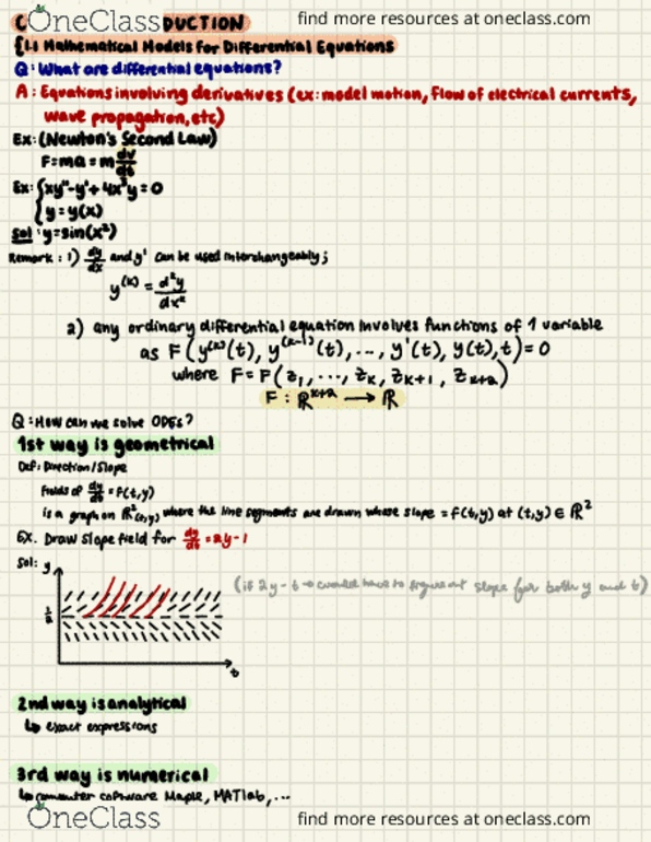 MATH 263 Lecture Notes - Lecture 1: Ordinary Differential Equation, Alkyd thumbnail