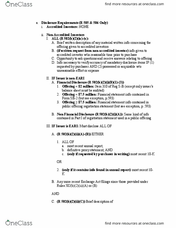 LAW 634 Lecture Notes - Lecture 37: Accredited Investor, Proxy Statement, Financial Statement thumbnail