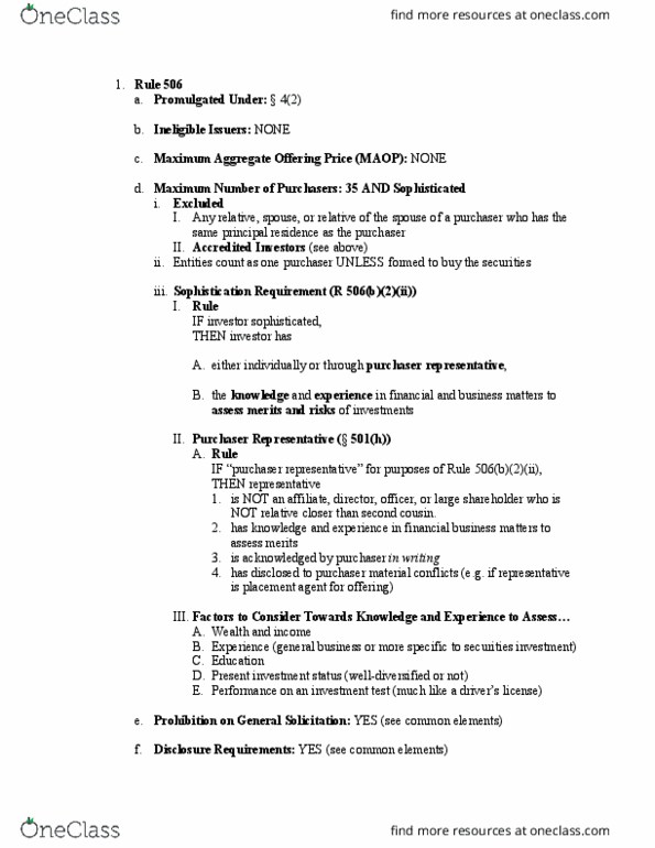 LAW 634 Lecture Notes - Lecture 39: Business Matters, Private Placement Agent, Underwriting thumbnail