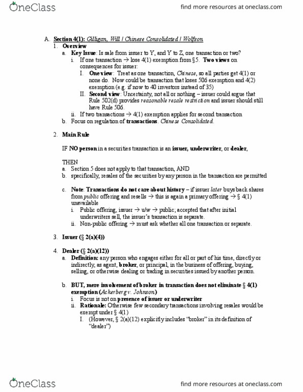 LAW 634 Lecture Notes - Lecture 40: Public Offering, Underwriting, Scienter thumbnail