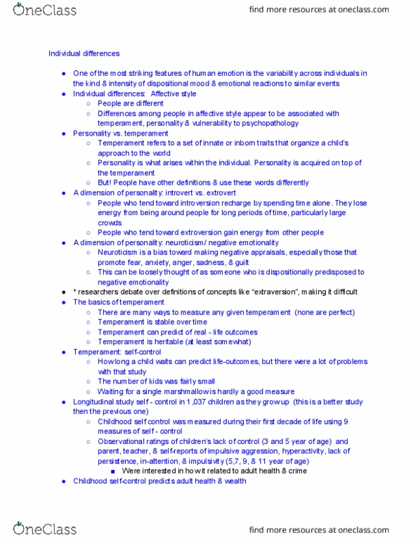 PSC 154 Lecture Notes - Lecture 11: Self-Control, Longitudinal Study, Attention Deficit Hyperactivity Disorder thumbnail