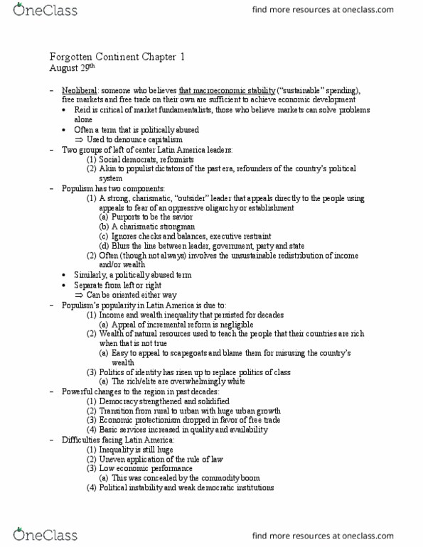 POLS 174 Chapter Notes - Chapter 1: Forgotten Continent: Social Democracy thumbnail