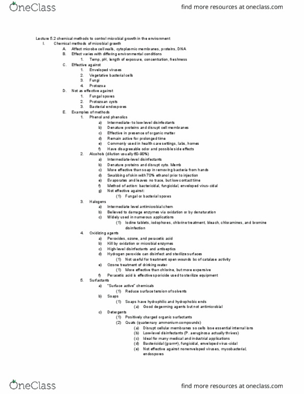 BIOL 358 Lecture Notes - Lecture 36: Pseudomonas Aeruginosa, Disinfectant, Chloramine thumbnail