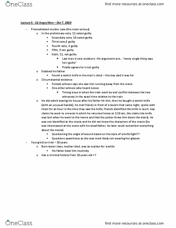 Sociology 3260A/B Lecture Notes - Lecture 5: Knife Fight, Murder thumbnail