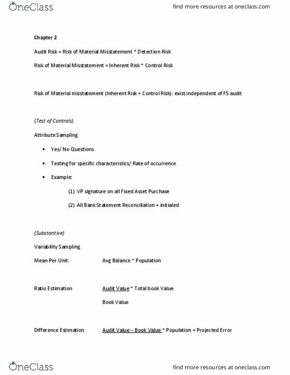 ACC 5400 Lecture Notes - Lecture 45: Audit Risk, Internal Control, Risk Assessment thumbnail