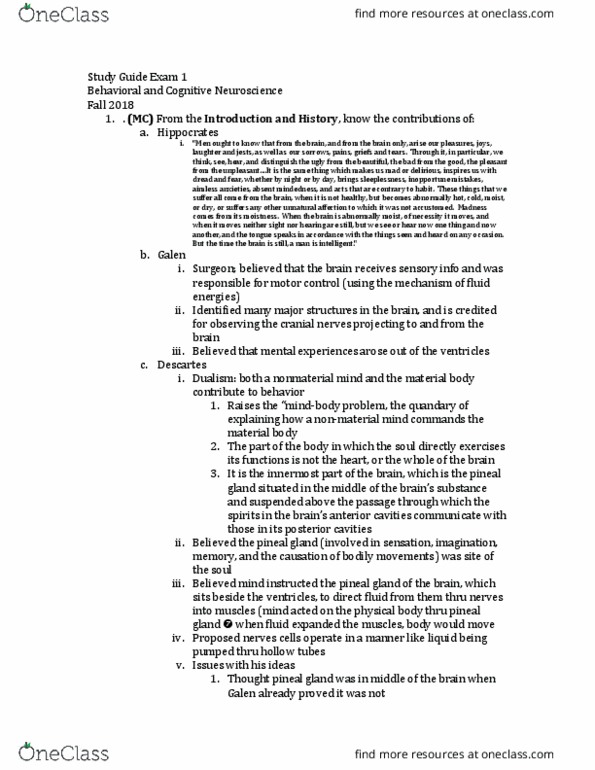 PSYC 101 Lecture Notes - Lecture 7: Pineal Gland, Cranial Nerves, Ligand-Gated Ion Channel thumbnail