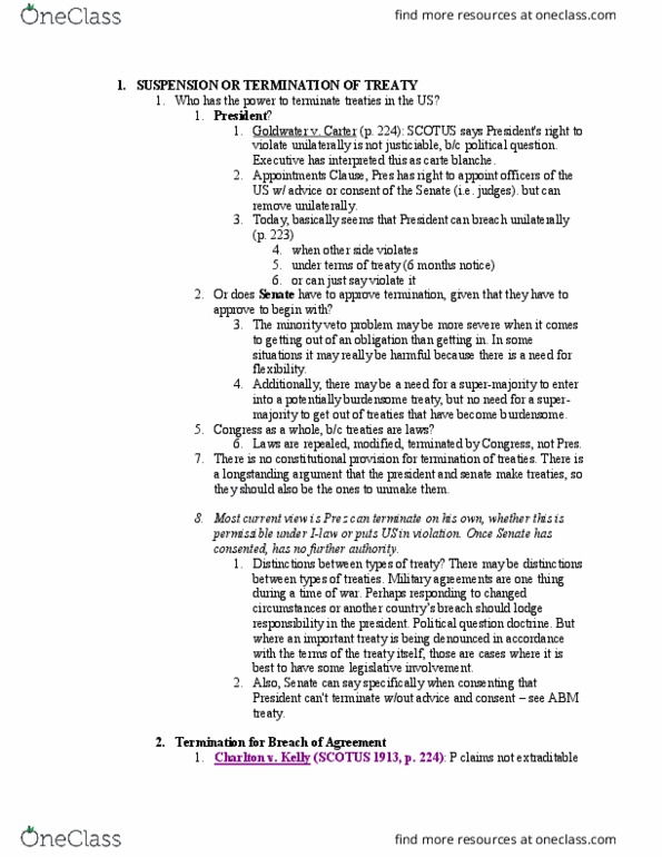LAW 656 Lecture Notes - Lecture 21: Anti-Ballistic Missile Treaty, Appointments Clause, Supermajority thumbnail