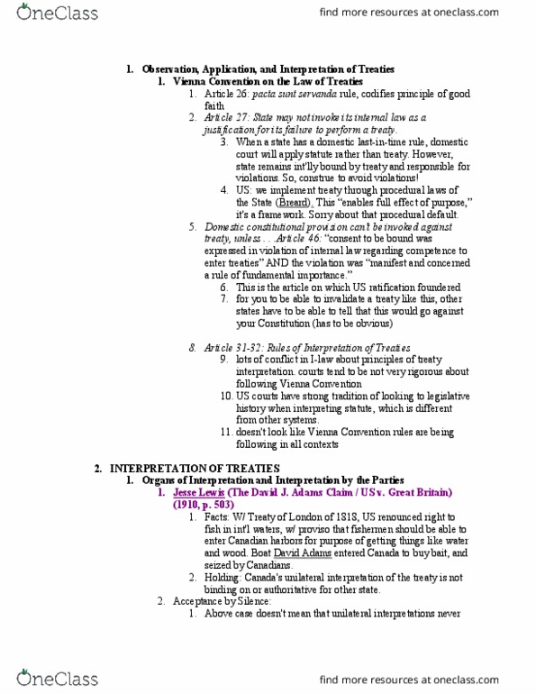 LAW 656 Lecture Notes - Lecture 29: Pacta Sunt Servanda, Purposive Approach, Textualism thumbnail