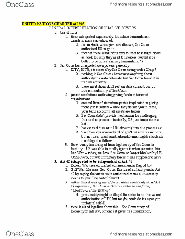 LAW 656 Lecture Notes - Lecture 40: United Nations Charter, International Criminal Tribunal For The Former Yugoslavia, Ipso Facto thumbnail