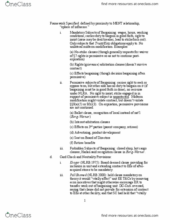 LAW 662 Lecture Notes - Lecture 35: Borgwarner, National Labor Relations Board, Bargaining Unit thumbnail