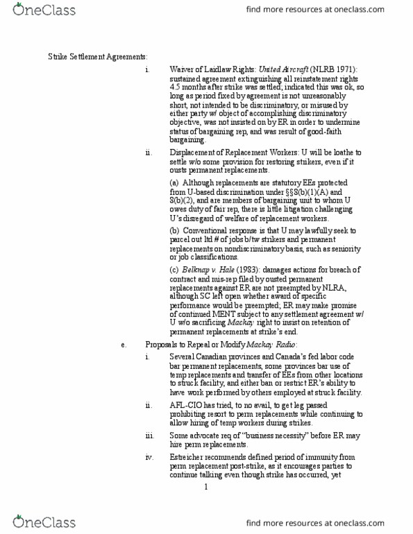 LAW 662 Lecture Notes - Lecture 41: Bargaining Unit, National Labor Relations Board, Specific Performance thumbnail