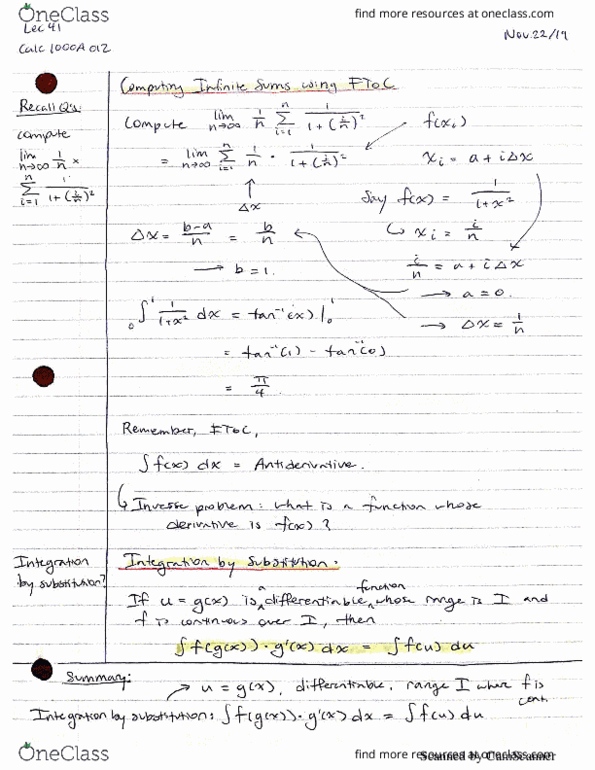 Calculus 1000A/B Lecture 46: Integration by substitution cover image