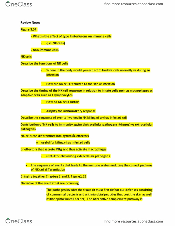 BIOL 312 Lecture Notes - Lecture 3: Alternative Complement Pathway, Natural Killer Cell, Epithelium thumbnail