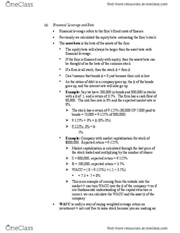 LAW 639 Lecture Notes - Lecture 23: Risk-Free Interest Rate, Expected Return, Market Capitalization thumbnail