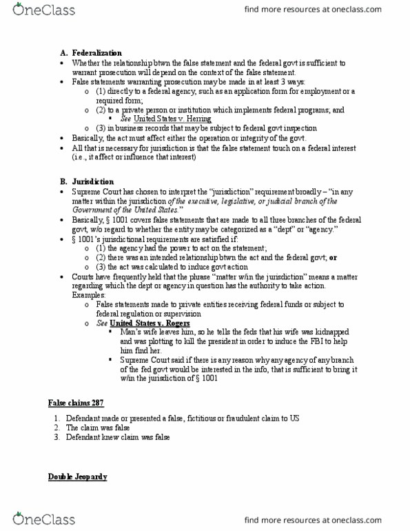 LAW 638 Lecture Notes - Lecture 13: Witness Tampering thumbnail
