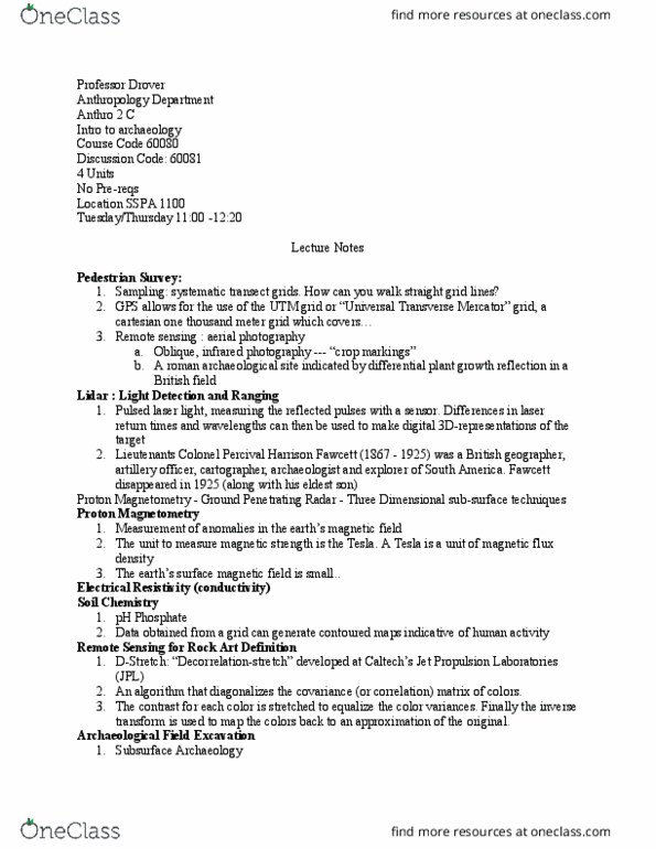 ANTHRO 2C Lecture Notes - Lecture 6: Universal Transverse Mercator Coordinate System, Ground-Penetrating Radar, Magnetic Field thumbnail