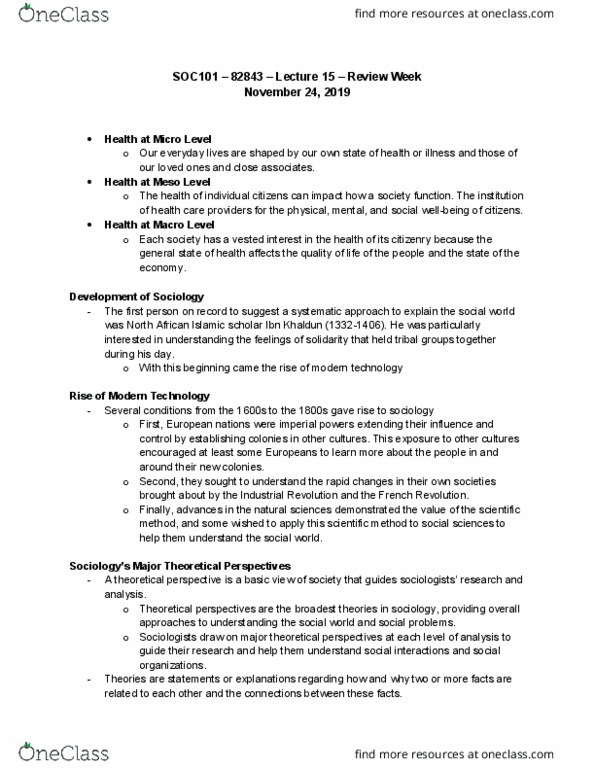 SOC 101 Lecture Notes - Lecture 15: Scientific Method thumbnail